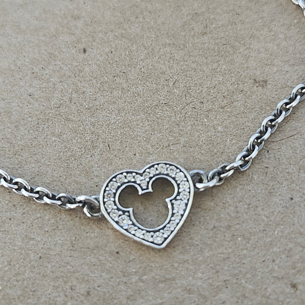 Pandora Silver Heart Charm Bracelet  Size 7.9in 20cm - Picture 2 of 4